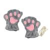 1 Pair Women Winter Gloves Half-finger Cat Paw Shape Thick Plush Elastic Warm Heat Retention Non-slip Windproof Wrist Protection Cycling Riding