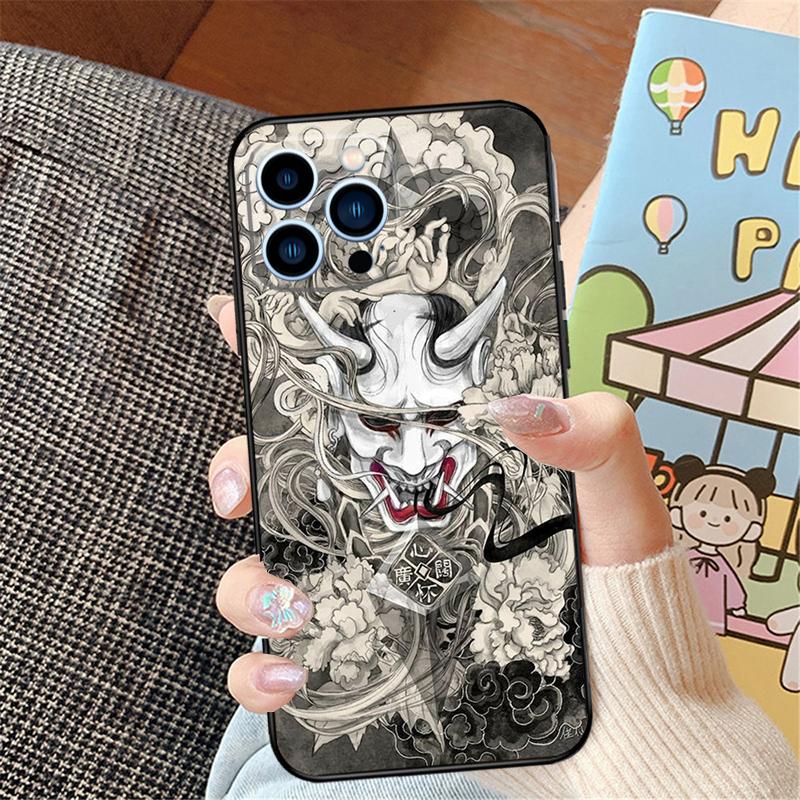 Чехол-маска демона Они Хання для iPhone 17 Air 17 Pro Max 16 15 14 Pro Max Plus 13 12 Mini 11 16E 17Pro Чехол для телефона