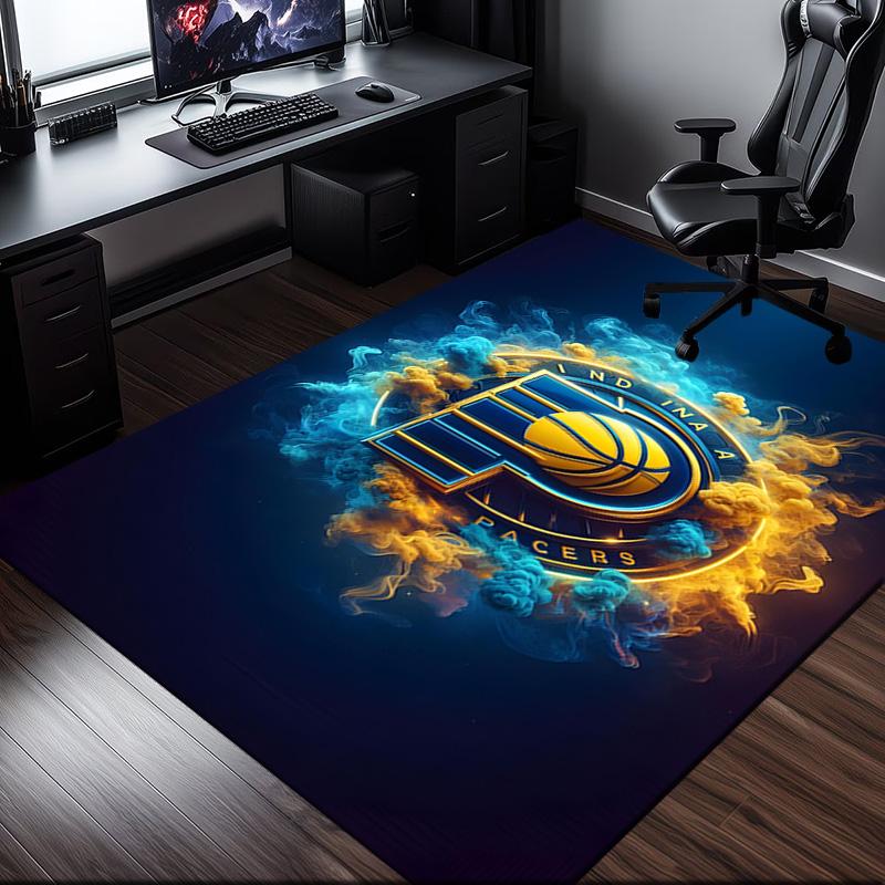 basketball Pacers Neon Art Rug Office Carpet Non-Slip Mat, Chair Rug Floor Covering for Gaming, Bedroom, Living Room , Home Decor Christmas Gift