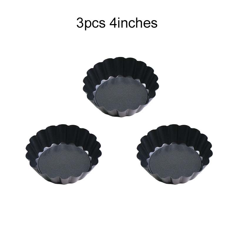 3pcs Removable Bottom Tart Pan 4/6/8/9inch Non-Stick Quiche Mold Bakery Baking Tray for Kitchen Fruit Pie Egg Tart Muffin TMZ