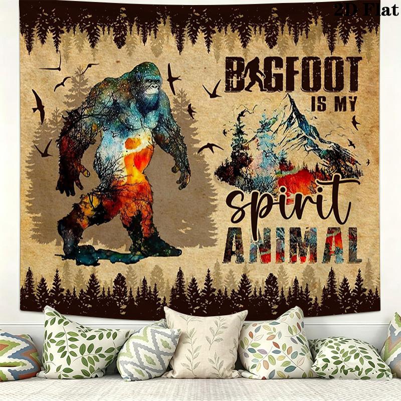 Bigfoot Wall Tapestry Aesthetic Wall Hanging Printed Fabric Blanket Decorative Tapestries for Bedroom Living Room Home Decor
