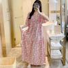 1011 New women's cotton and silk dress French spring, summer and autumn can be worn outside loose cake dress long dress large size nightdress