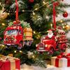 Holiday Party Supplies 12/24/36Pcs Christmas Wooden Ornaments, Santa Claus Red Truck Hanging Decorations with Rope, Indoor Festive Ornaments Xmas Tree