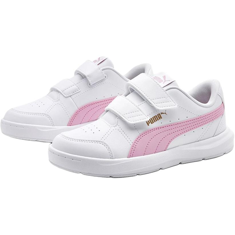 Puma Evolve Court V Jr Versatile Comfortable Low-Top Kids Skate Shoes Kids Sneaker White Pink 404315-02