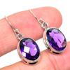 Natural African Amethyst Gemstone Handmade 925 Solid Silver Earring 1.25" A2q46