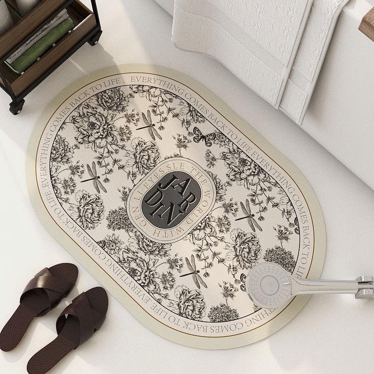 Nordic Retro Bathroom Absorbing Non-Slip Diatom Mud Foot Mat Light Luxury Flower Входная дверь Коврик для ног