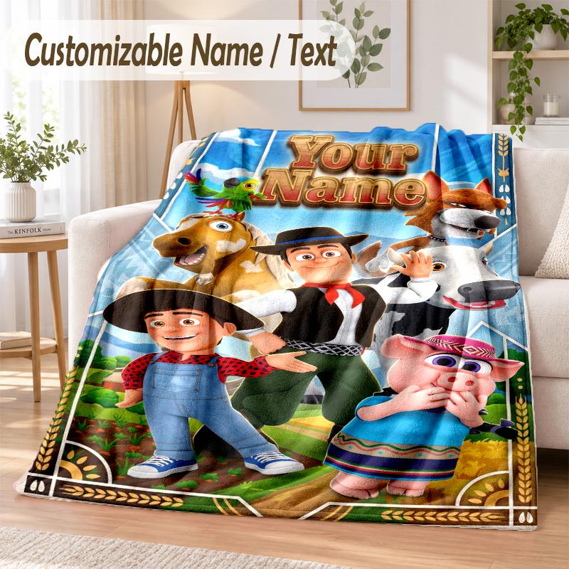 La Granja de Zenón Custom Name Flannel Throw Blanket Soft Warm for Sofa Bed Indoor Home Use