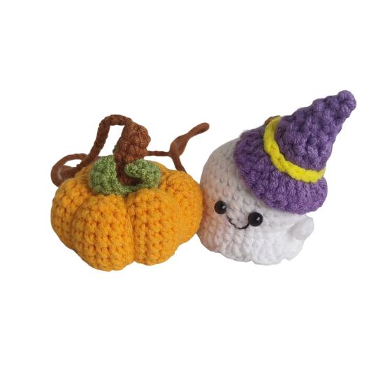Хэллоуин Вязаная крючком Тыква и Привидение Подвеска для машины Ручная работа Мини Вязаная Тыква Привидение Подвесное украшение для зеркала заднего вида автомобиля Аксессуары для интерьера