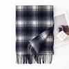 Women's 100% Wool Plaid Scarf - Korean Style, Autumn/Winter 2025, Long Tassel Shawl, Cold-Proof and Warm