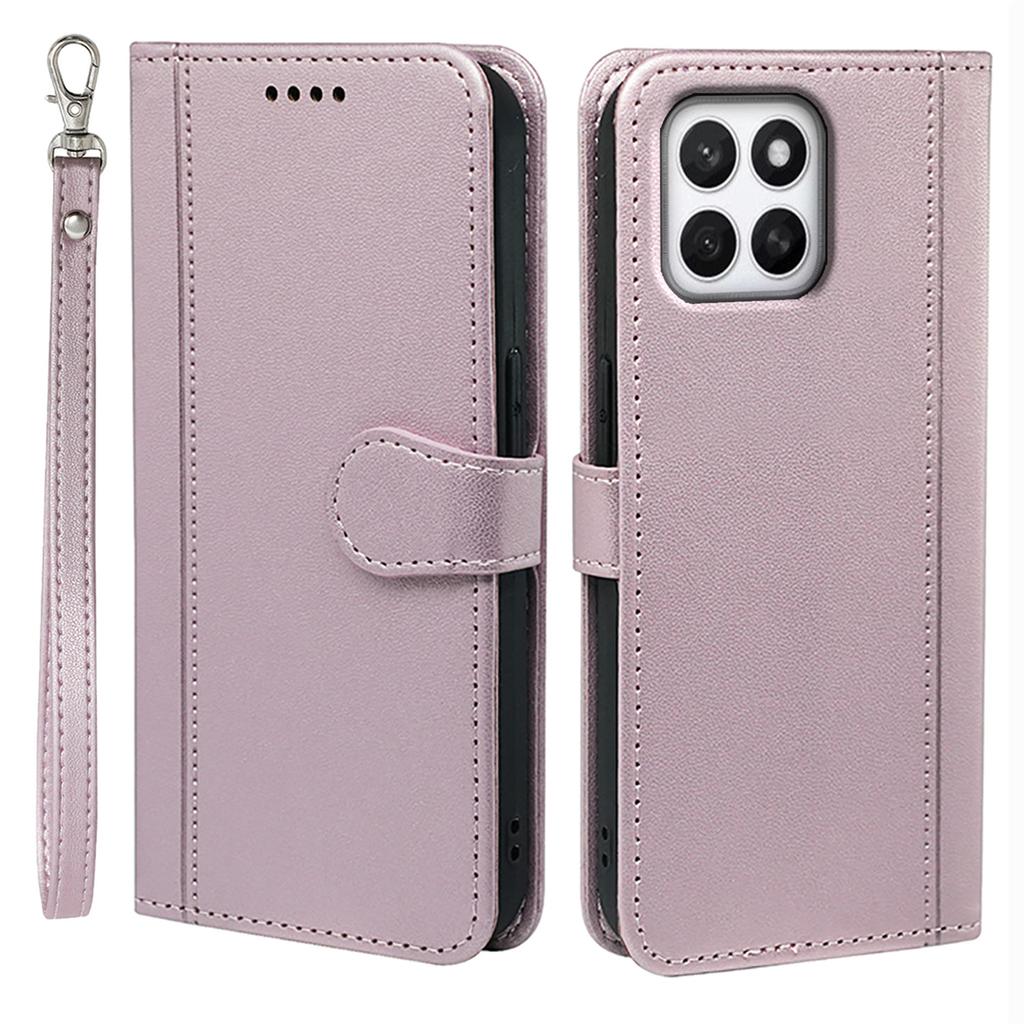 For Honor X8c 4G Wallet Case Magnetic Snap Leather Phone Cover with Strap