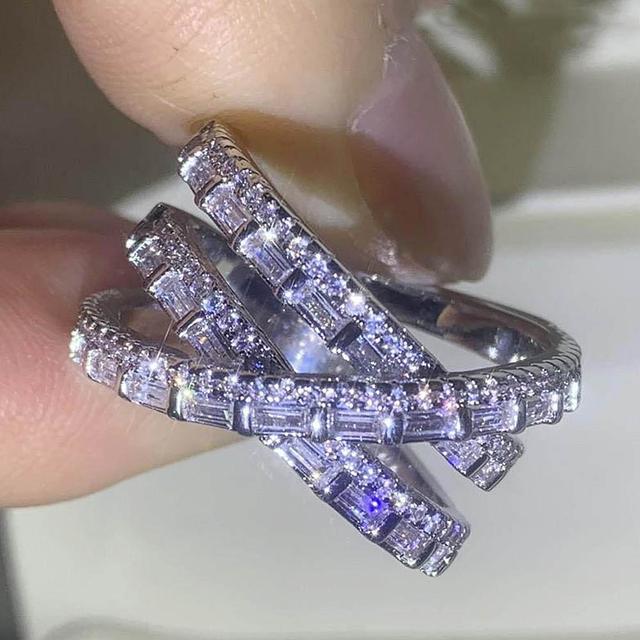 Стильное женское кольцо-крест с бриллиантовым кристаллом CZ, модные женские свадебные аксессуары, изысканные роскошные ювелирные изделия