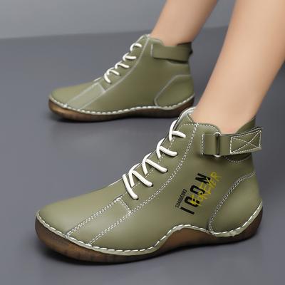 Женская обувь для хайкинга, обувь для вождения, высокие кроссовки, цвет зеленый, черный, ботильоны, повседневная, больших размеров, для улицы, ручной работы