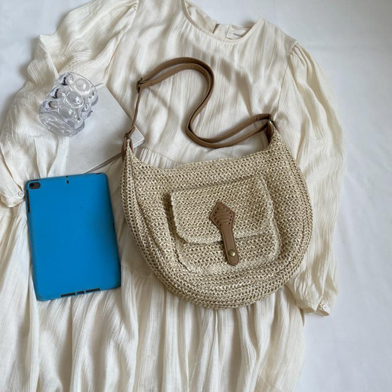 Yogodlns Fashion Summer Straw Crossbody Bag Women Beach Holiday Shopping Woven Shoulder Handbag Messenger Purses Bags