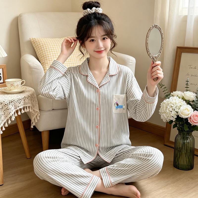 Cartoon animation pajamas women's autumn explosion long sleeves trousers comfortable loungewear imitation cotton casual suit