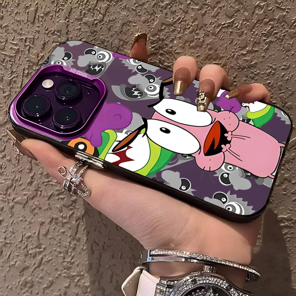 Чехол для телефона 'Смелый Трусливый Пёс' Для iPhone 17 16 15 14 13 12 11 Pro Max 17AIR Plus Цветной Ударопрочный Чехол