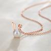 Genuine Pearl Necklace for Women K18 Pink Gold Freshwater Pearl Rabbit Single 7mm Pendant with Gift Wrapping Day Christmas Birthday Anniversary