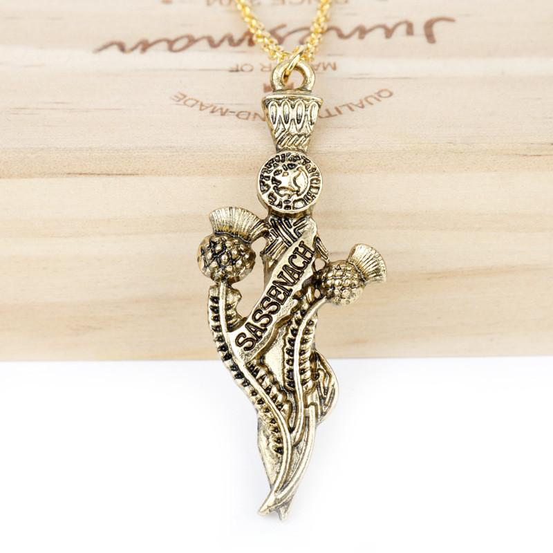 Metal Sassenach Outlander Necklace With Brass Finish For Gift Or Collection