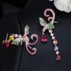WWJ Уникальные разноцветные красные и зеленые длинные серьги-подвески с фианитами для женщин с изображением Феникса