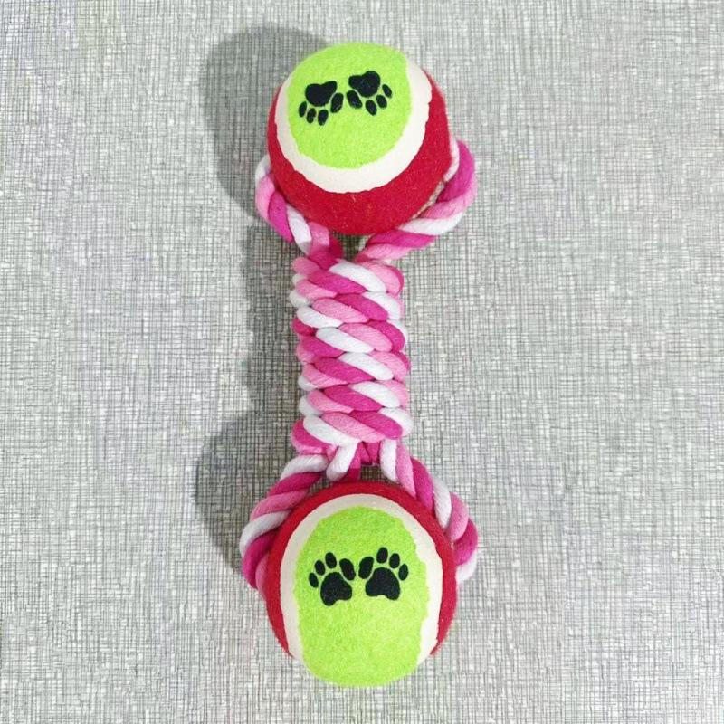Pet Supplies Dog Toys Fun To Relieve Boredom Cotton Rope Ball Tennis Dumbbell Teething Rope Scratch-resistant and Bite-resistant Knot