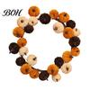 Rustic Porch Decor Thanksgiving Pumpkin Wreath, Artificial Velvet Ornament, Fall Harvest Hanging Teardrop Wreath for Swag with Burlap Bow Front