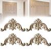 4x Wooden Carved Corner Onlay Furniture Applique Mouldings Decal DIY Home Decor