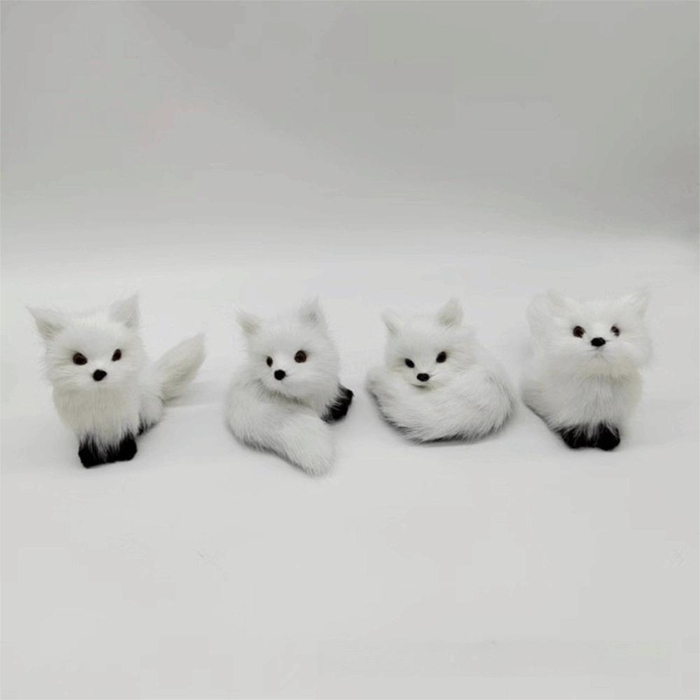 Figurine Plush Fox Doll Toy Mini Squatting Sitting Fox Model Plush Simulation Fox Birthday Gift
