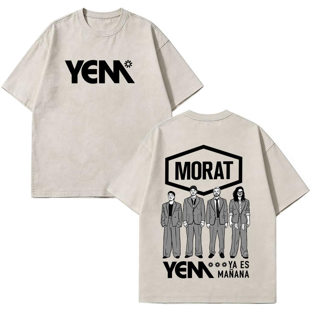 Morat Yem Se Fue El Ayer Y Ya Es Manana Tour 2026 Print Tshirts Men Women Hip Hop Punk Loose Cotton Vintage Washed Tshirts