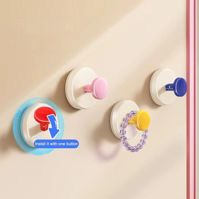 Plastic Suction Cup Hook No Drill Suction Cup Towel Hooks Home Clothes Wall Hanger Foldable Fixing Suction Cup Storage Accessory
