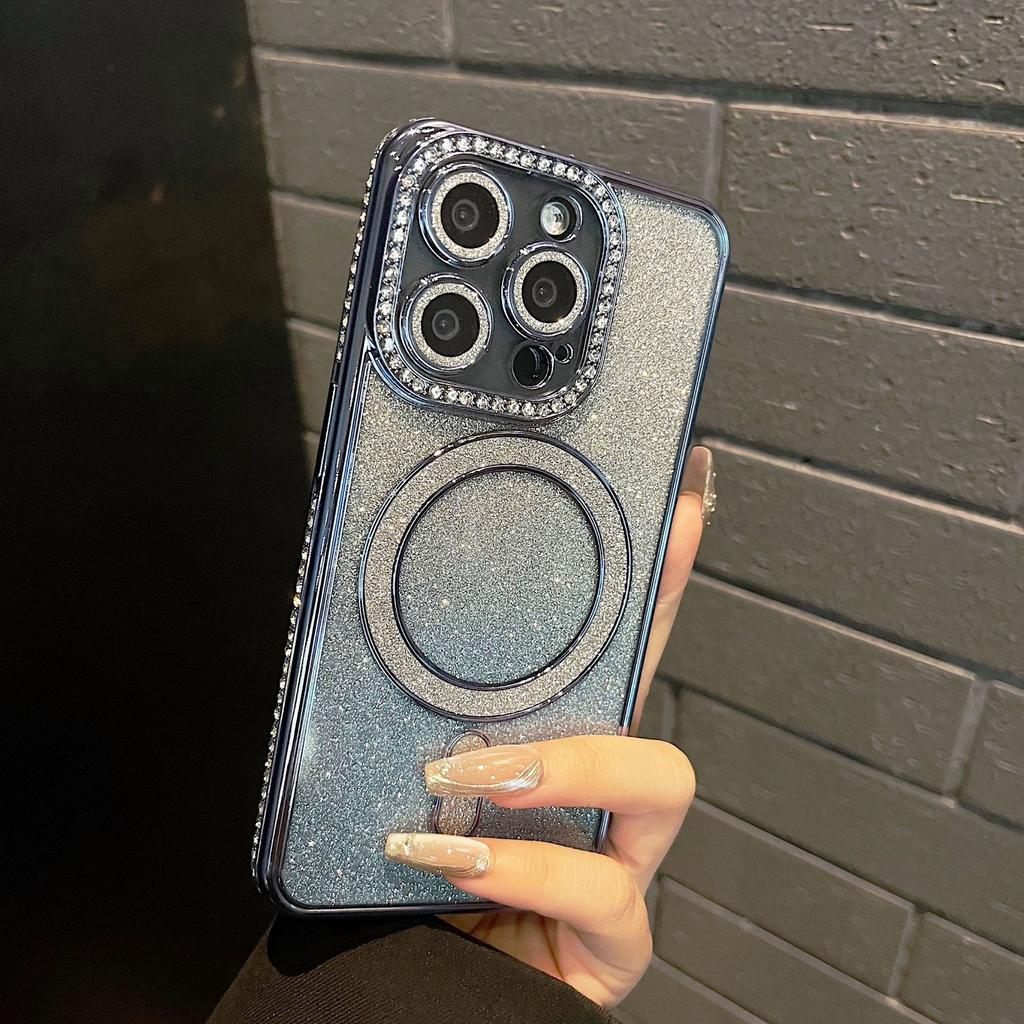 Применимо к iPhone 17 Pro Max блестящий магнитный чехол для мобильного телефона стразы Apple 16 продвинутое ощущение противоударный 15 защитный чехол