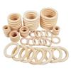 40Pcs Wood Hoops for Craft Pendant Connectors Jewelry Making, 8 Size 15-50mm Unfinished Wood Rings Circles