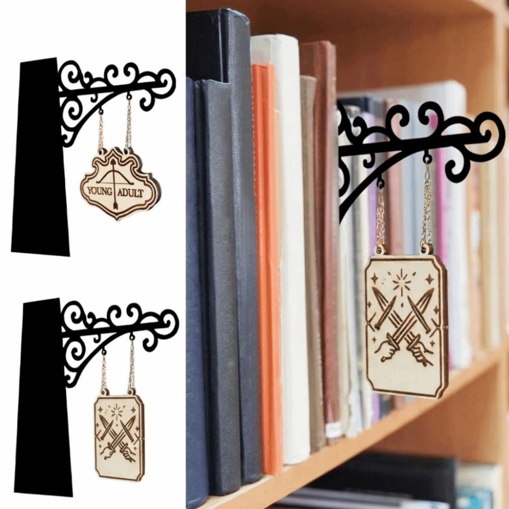 Creative Design Book Nook Sign Wood Metal Material Bookshelf Decoration Hanging Sign Study Corner
