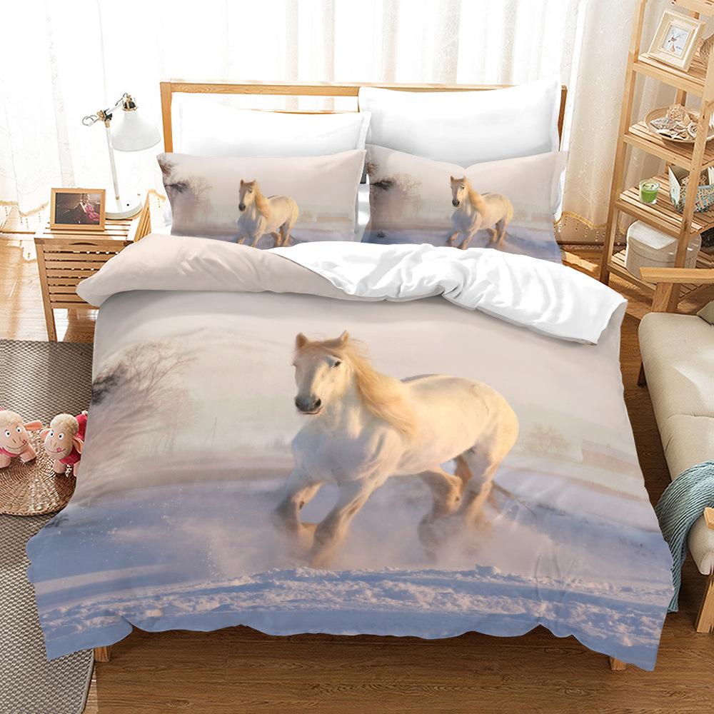 Комплект пододеяльника «Дикие лошади» с 3D-принтом, тематика «Животные», уникальный экзотический стиль, чехол для одеяла размера кинг для детей, полиэстеровый комплект постельного белья