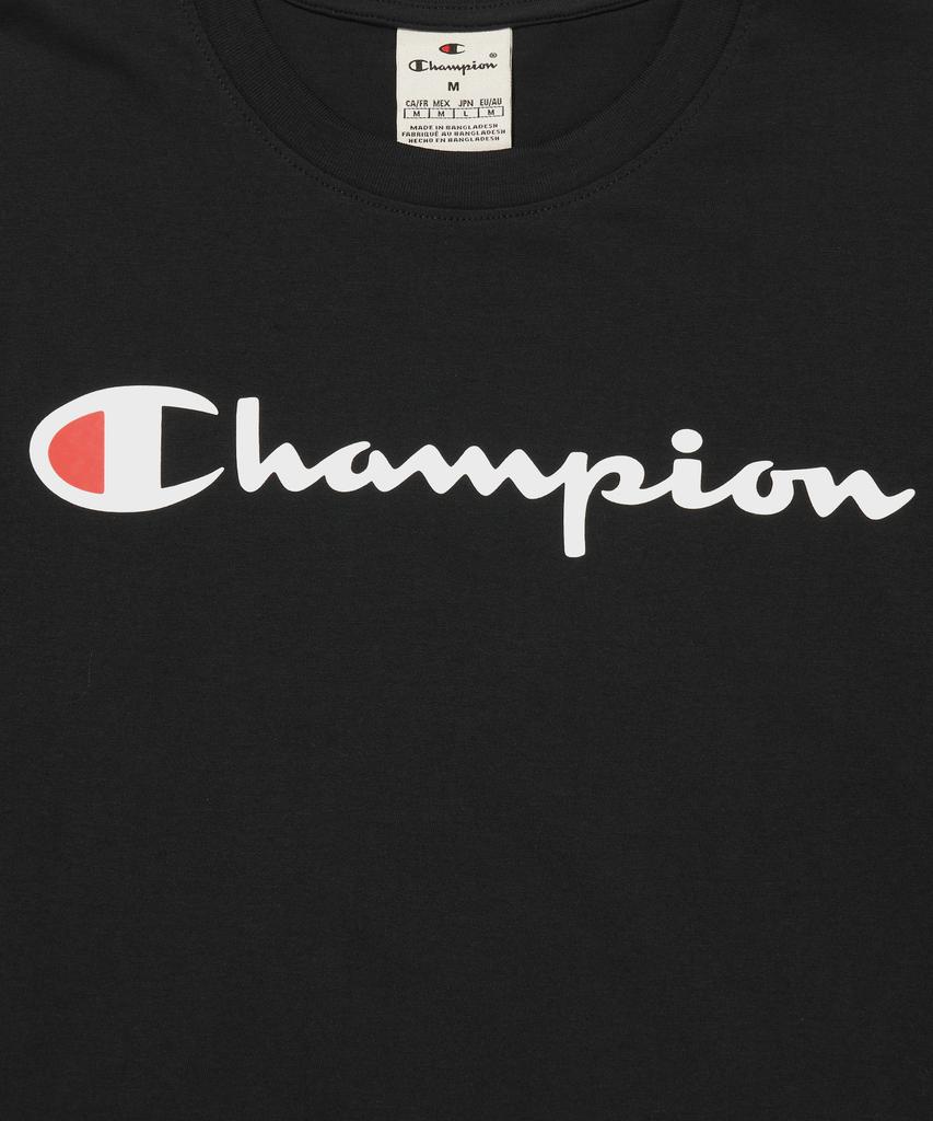 Champion Черная хлопковая футболка с коротким рукавом и большим логотипом-надписью
