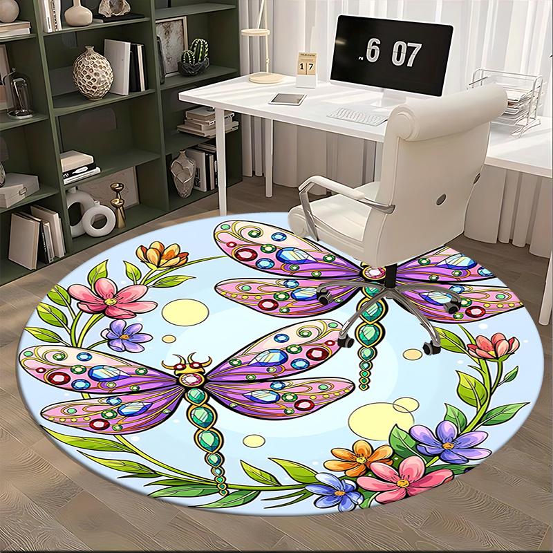 Colorful Dragonfly Office Carpet Chair Mats, Home Decor, Sofa Rug, Office Carpet Gift for Any Room1118150a