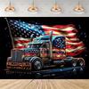 American flag photographic backdrop, red, white and blue stripes, vintage truck, party decoration, banner2884