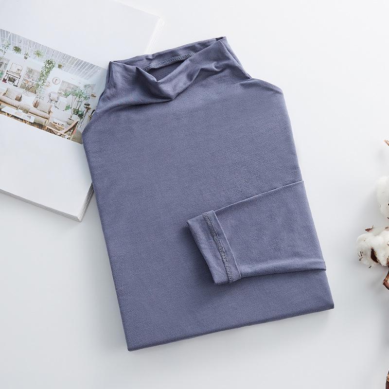 Женский топ-топ из модала с высоким воротом и длинными рукавами, осень 2023 года