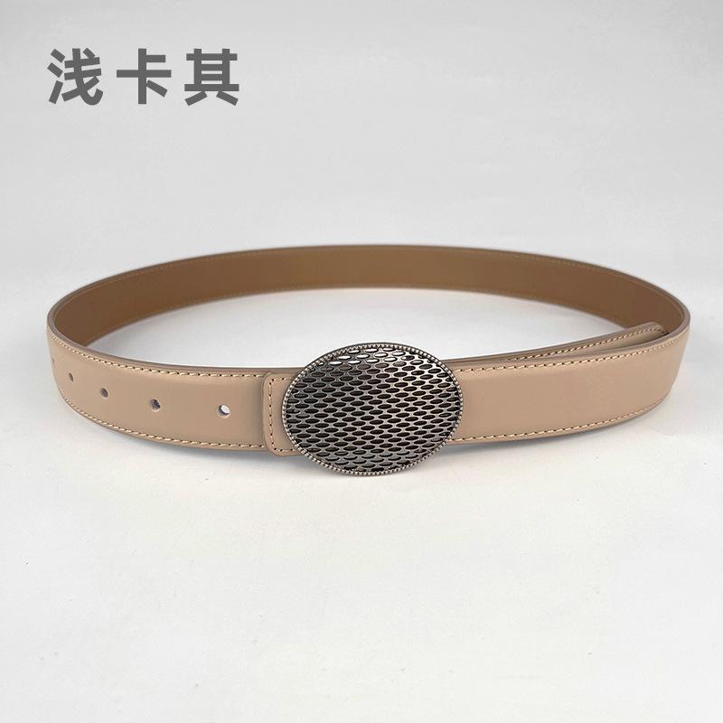 Leather Women'S Belt Cowhide Simple Match Casual Pants Jeans Women'S Pin Buckle Belt