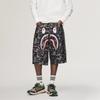 Adidas X BAPE Джинсовые шорты с акулой Черные Унисекс Низ KF4917