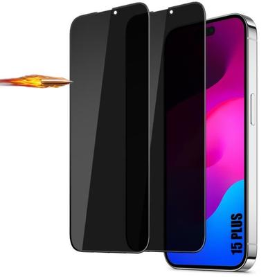 2 Защитных стекла с защитой от шпионажа для iPhone 15 Plus - BOOLING - Защита экрана - Черный - Закаленное стекло