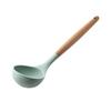 Половник для супа, сервировочная ложка, силиконовая, удобная ручка, термостойкая, кухонная утварь с деревянными вставками