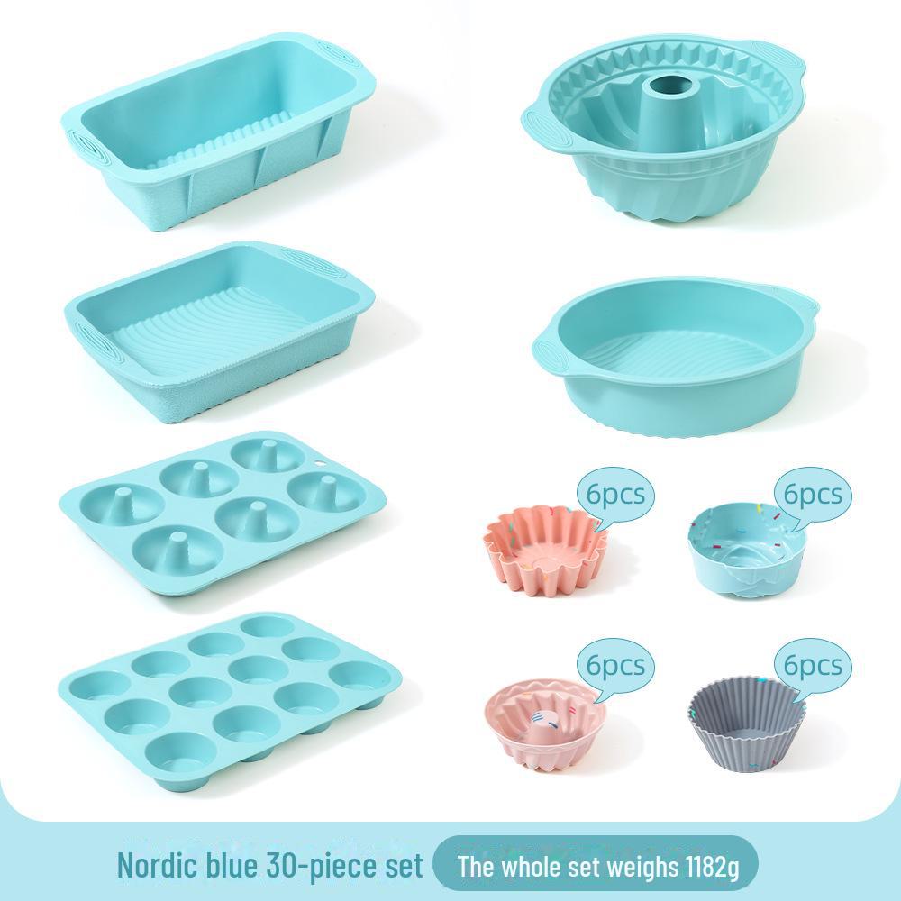 High-Temperature Silicone Baking Set: Square Cake Mold, Toast Tray, Muffin Cup