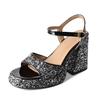 Krazing Pot Sequin Cloth Peep Toe Super High Heels Summer Shoes Buckle Straps Modern Party Fashion Women Sandals
