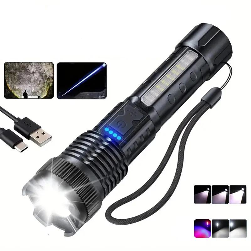 Strong LED Flashlight Fast Type C Rechargeable Light Outdoor Lighting Powerful Handheld Torch For Camping Emergencie