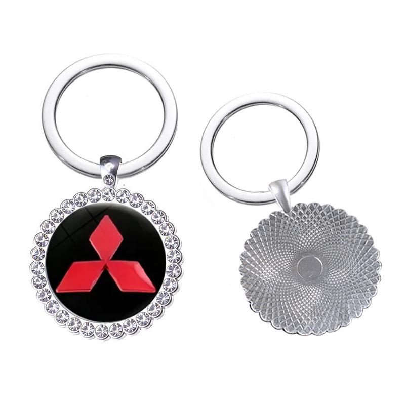 Alloy Car Logo Key Rings Chain Holder Gift for Mitsubishi Ralliart Lancer ASX L200 Colt Pajero Outlander Eclipse Galant Montero