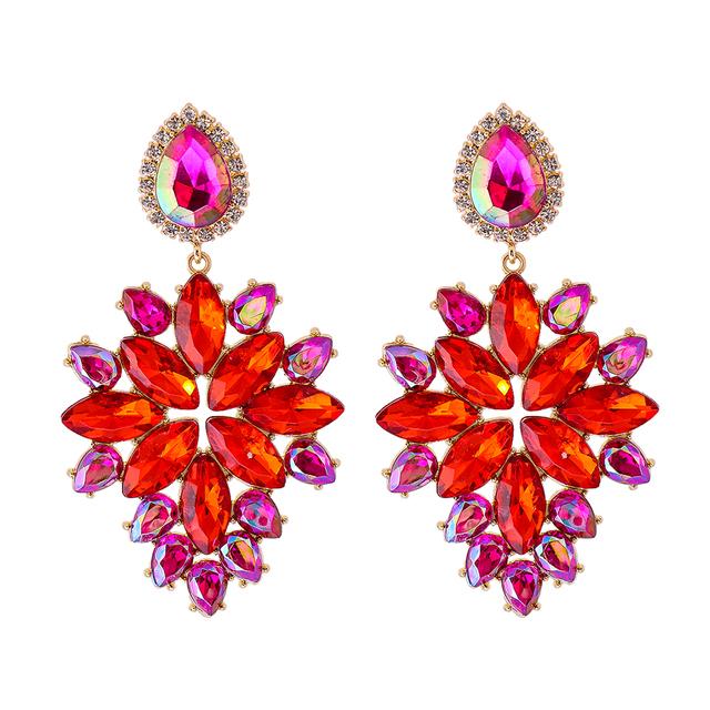 2022 New Products 16 Colors New Rhinestones Jewelry Statement Earrings Big Glass Drop Earrings for Women Fashion Accessories