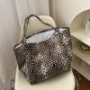 Модная женская сумка с леопардовым узором, сумка через плечо, большая вместительная сумка для покупок, простые холщовые женские сумки