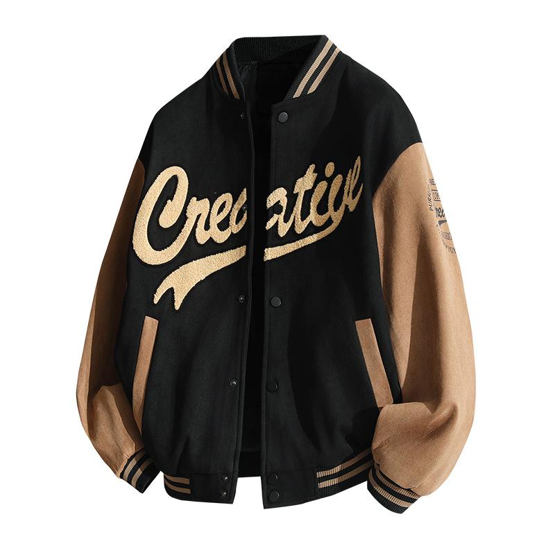 Мужская бейсбольная майка весна-осень, новая мода, цветные блоки, вышитые буквы, пальто с воротником-стойкой, для путешествий, модная куртка для пары