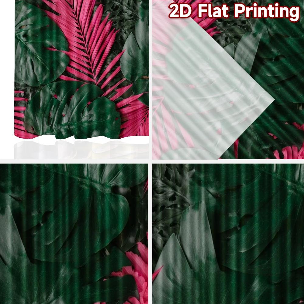 2D flat printing 2pcs Curtain Party Curtain Tropical Green and Pink Leaves Digital Printed Polyester Drapes Festive Curtains