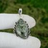 Moss Prehnite Stone Bezel Anniversary Sister Pendant Jewelry 925 Sterling Silver