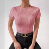 Women's Solid Color Round Neck Slim Short Sleeve T-shirt Top